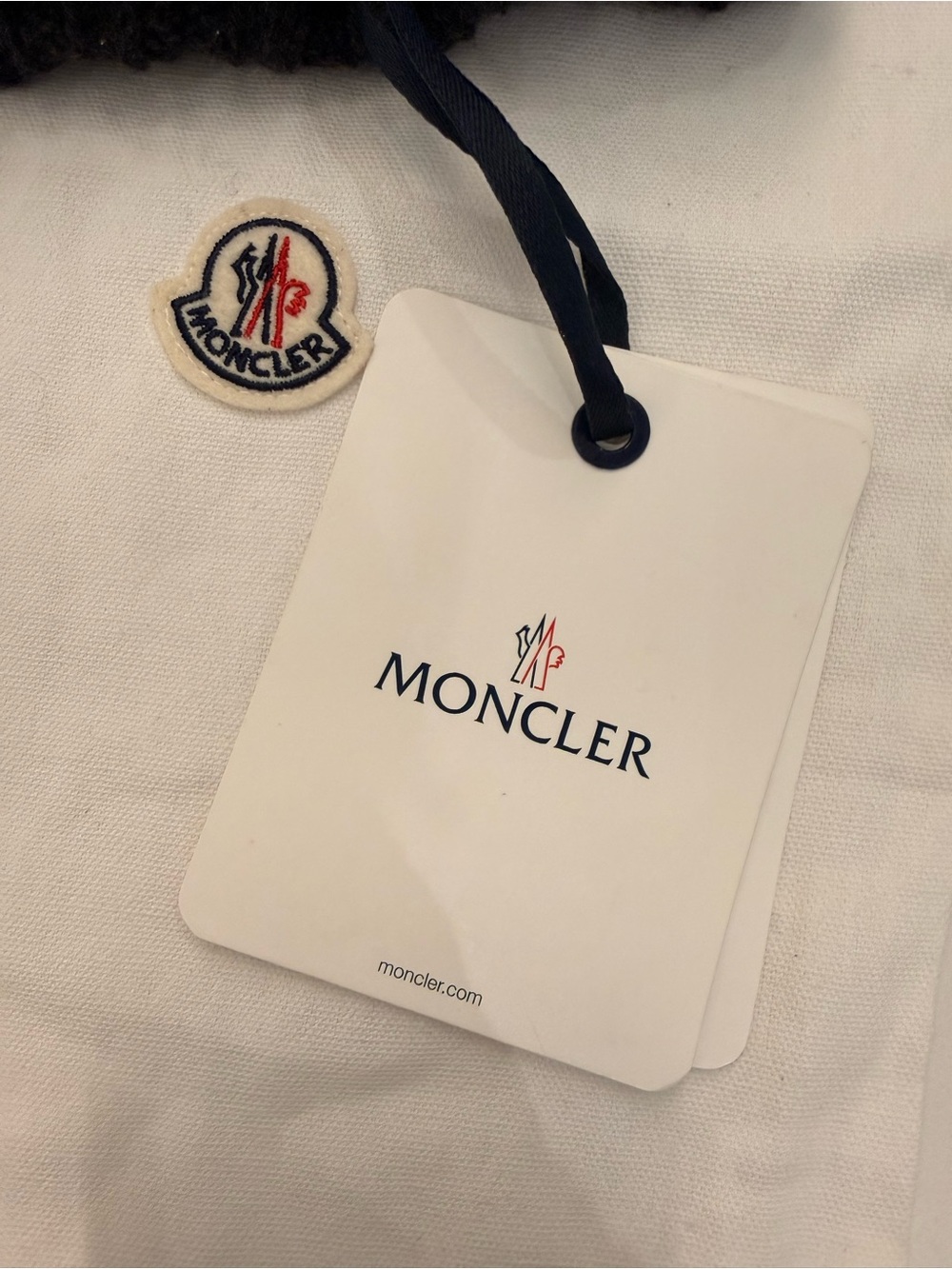 Moncler WOOL Ribbed Knit Beanie Hat Gray Used No Pom Pom w/ Dust Bag & Tags - Picture 6 of 12